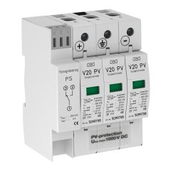 Pārsprieguma novadītājs V20 3-polīgs saules baterijams 1000V DC V20-C 3PHFS-1000