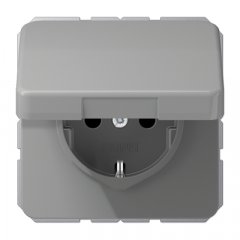 Kontaktligzda SCHUKO, 16 A 250 V ~, ar bērnu drošību un vāciņu, termoplasts, Serie CD, grau