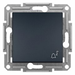 Asfora - 1pole pushbutton "bell", screwless terminals, wo frame, antracīts