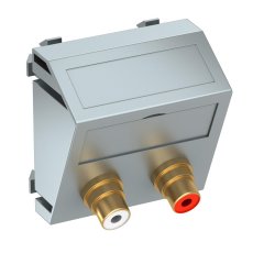 Media adapteris audio tulpe 2x vietīgs, rozete-rozete 45x45mm, PC, alumīnija lakots MTS-2R F AL1