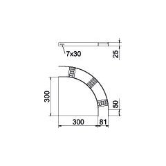 90° līkums ar trapecveida spraisli B81mm, St, SG