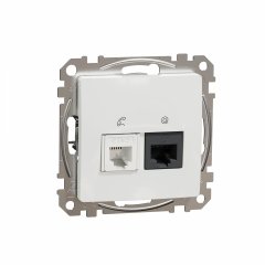 Tālrunis + datu Sedna Design & Elements, kontaktligzda RJ45 CAT5E UTP, RJ11, PRO, balts