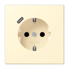 Kontaktligzda SCHUKO 16 A 250 V ~, USB pieslēgvieta 1 x Typ C, ar bērnu drošību, Serie LS, blanc
