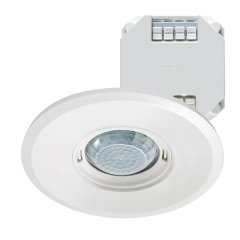 Design presence detector, DALI, in set with DALI bus power supply, range 8 m in Ø, 1 channel, flush mounted, ceiling flush mounting, round, white