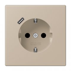 Kontaktligzda SCHUKO 16 A 250 V ~, USB pieslēgvieta 1 x Typ C, ar bērnu drošību, Serie LS, ombre naturelle claire