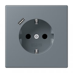 Kontaktligzda SCHUKO 16 A 250 V ~, USB pieslēgvieta 1 x Typ C, ar bērnu drošību, Serie LS, gris 59