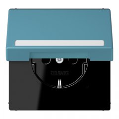 Kontaktligzda SCHUKO, 16 A 250 V ~, marķējams, ar bērnu drošību un vāciņu, termoplasts krāsots, Serie LS, cérulée