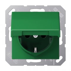 Kontaktligzda SCHUKO, 16 A 250 V ~, ar vāciņu, termoplasts, Serie AS, zaļš