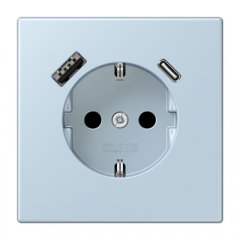 Kontaktligzda SCHUKO 16 A 250 V ~, USB pieslēgvieta 1 x Typ A + 1 x Typ C, ar bērnu drošību, Serie LS, outremerclair