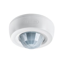 360° ceiling-mounted presence detector, surface-mounted, approx. range Ø 24 m, zero-cross switching, remotely controlled