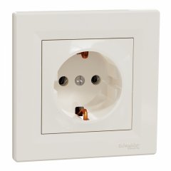 Asfora - single socket outlet with side earth - 16A krēmkrāsas