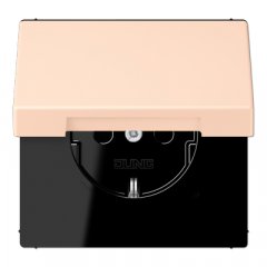Kontaktligzda SCHUKO, 16 A 250 V ~, ar bērnu drošību un vāciņu, termoplasts krāsots, Serie LS, rose pâle