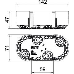 Ierīču kārba HW dubulta 142x71, PP, oranžs HG 47-DV