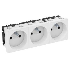 Kontaktligzda 0°, 3-vietīga ar zemējuma tapu 250V, 10/16A, PC, dzidri balts, 9010 STD-F0 RW3