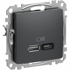 USB lādētājs A+C, Sedna Design & Elements, 3A, 45W, antracīts