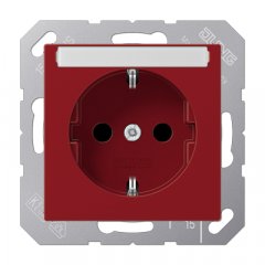 Kontaktligzda SCHUKO, 16 A 250 V ~, marķējams, ar bērnu drošību, termoplasts, Serie AS/A, sarkana