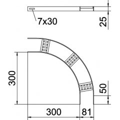 90° līkums ar trapecveida spraisli B81mm, St, FT