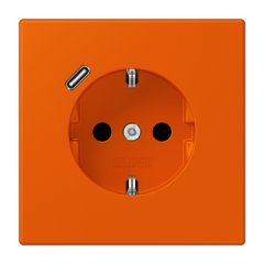 Kontaktligzda SCHUKO 16 A 250 V ~, USB pieslēgvieta 1 x Typ C, ar bērnu drošību, Serie LS, orange vif