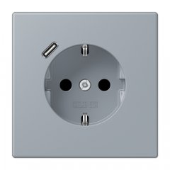 Kontaktligzda SCHUKO 16 A 250 V ~, USB pieslēgvieta 1 x Typ C, ar bērnu drošību, Serie LS, gris clair 59