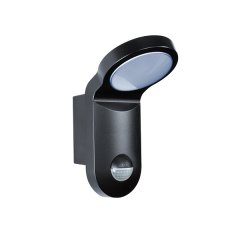 Automatic luminaire with 140° motion detector in aluminium housing, 10 W, 3000 K, black