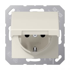 Kontaktligzda SCHUKO, 16 A 250 V ~, ar bērnu drošību un vāciņu, termoplasts, Serie AS, ziloņkaula