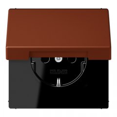 Kontaktligzda SCHUKO, 16 A 250 V ~, ar bērnu drošību un vāciņu, termoplasts krāsots, Serie LS, terre sienne brûlée 59