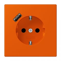 Kontaktligzda SCHUKO 16 A 250 V ~, USB pieslēgvieta 1 x Typ A, ar bērnu drošību, Serie LS, orange vif