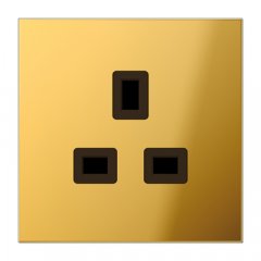 Kontaktligzda 13 A 250 V ~, skrūvju spailes BS 1363-1, 4 mm2, ar bērnu drošību, Metall zelta krāsā  PVD-beschic