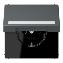 Kontaktligzda SCHUKO, 16 A 250 V ~, marķējams, ar bērnu drošību un vāciņu, termoplasts krāsots, Serie LS, gris fo