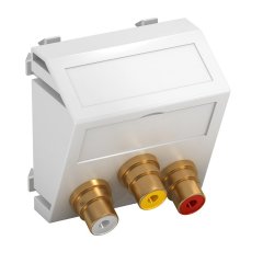 Media adapteris audio/video 3x vietīgs, rozete-rozete 45x45mm, PC, dzidri balts, 9010 MTS-12R F RW1