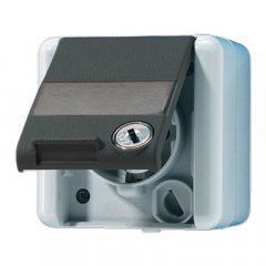 Kontaktligzda SCHUKO, 16 A 250 V ~, marķējams, ar vāciņu, ar drošības slēdzeni, IP 44, WG 800