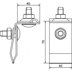 Flancklemme H=7cm, Rd8-10mm