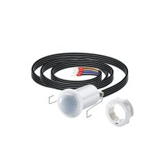 360° recessed ceiling-mounted presence detector, range of approx. Ø 8 m, with connecting cable, remotely controlled