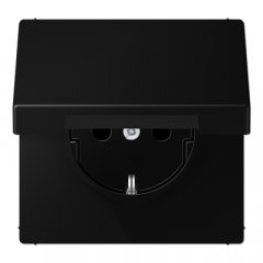 Kontaktligzda SCHUKO, 16 A 250 V ~, ar bērnu drošību un vāciņu, termoplasts krāsots, Serie LS, grafītmelns matēts