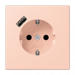 Kontaktligzda SCHUKO 16 A 250 V ~, USB pieslēgvieta 1 x Typ A, ar bērnu drošību, Serie LS, l'ocre rouge clair