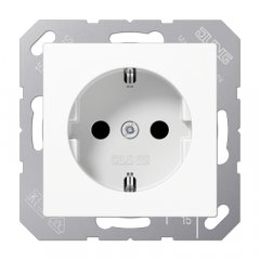 Kontaktligzda SCHUKO, 16 A 250 V ~, ar bērnu drošību, duroplasts, Serie AS/A, balts
