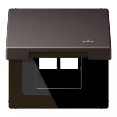 Rozetes vāks ar atsperi, ar simbolu LAN, vertikālā un horizontālā montāža, Serie LS, tumša (lakots alumīnijs)