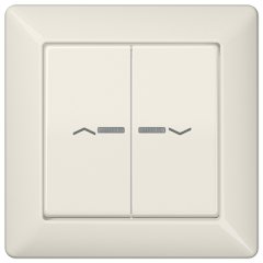 Taustiņs 2-viet ar indikācijas logu un virzienrādītāju, ar rāmi, duroplasts, Serie AS, ziloņkaula