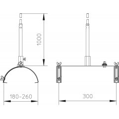 Zibens uztver.stieņa turētājs jumta korei 1m, V2A, 1.4301 F-Fix-132-300