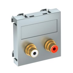 Media adapteris audio tulpe 2x vietīgs, rozete-rozete 45x45mm, PC, alumīnija lakots MTG-2R F AL1