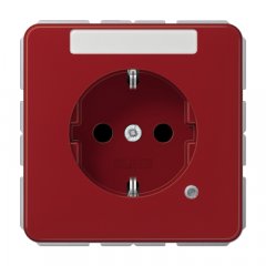 Kontaktligzda SCHUKO, 16 A 250 V ~, ar indikātoru, marķējams, ar bērnu drošību, termoplasts, sarkans