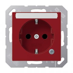 Kontaktligzda SCHUKO, 16 A 250 V ~, ar indikātoru, marķējams, ar bērnu drošību, termoplasts sarkans