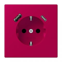 Kontaktligzda SCHUKO 16 A 250 V ~, USB pieslēgvieta 1 x Typ A + 1 x Typ C, ar bērnu drošību, Serie LS, rouge rubia