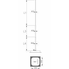 ALU Zibensuztvērējs, L=2,5m kompl. pamats, paliktnis