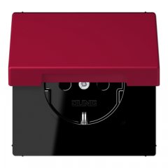 Kontaktligzda SCHUKO, 16 A 250 V ~, ar bērnu drošību un vāciņu, termoplasts krāsots, Serie LS, rouge carmin