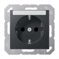Kontaktligzda SCHUKO, 16 A 250 V ~, marķējams, ar bērnu drošību, termoplasts krāsots, Serie A, anthrazit matt