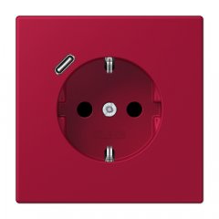 Kontaktligzda SCHUKO 16 A 250 V ~, USB pieslēgvieta 1 x Typ C, ar bērnu drošību, Serie LS, rouge carmin