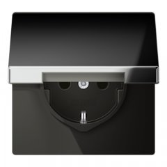 Kontaktligzda SCHUKO, 16 A 250 V ~, ar bērnu drošību un vāciņu, hromēts metāls, Serie LS, glanzchrom