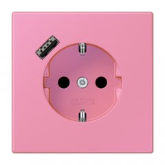 Kontaktligzda SCHUKO 16 A 250 V ~, USB pieslēgvieta 1 x Typ A, ar bērnu drošību, Serie LS, rose vif
