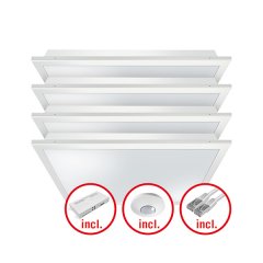 LED lighting set with opal (MILKY) cover (Diffusor), Rated output 120W. Consisting of 4 lamps with 30 W, Colour temperature: 4000 K (neutral white)